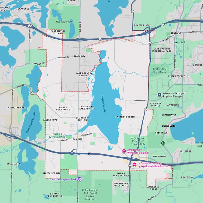 Professional Pool Repair & Leak Detection Services Near Delafield WI Sonoran Pool Services service area map for Delafield, WI