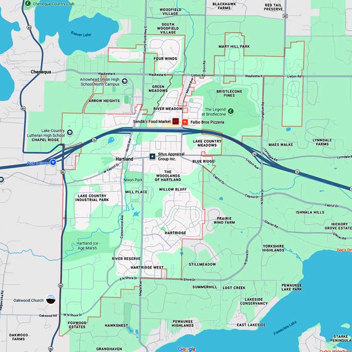 Professional Pool Repair & Leak Detection Services Near Hartland WI Sonoran Pool Services service area map for Hartland, WI