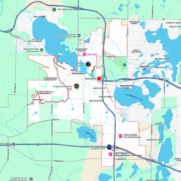 Professional Pool Repair & Leak Detection Services Near Oconomowoc WI Sonoran Pool Services service area map for Oconomowoc, WI