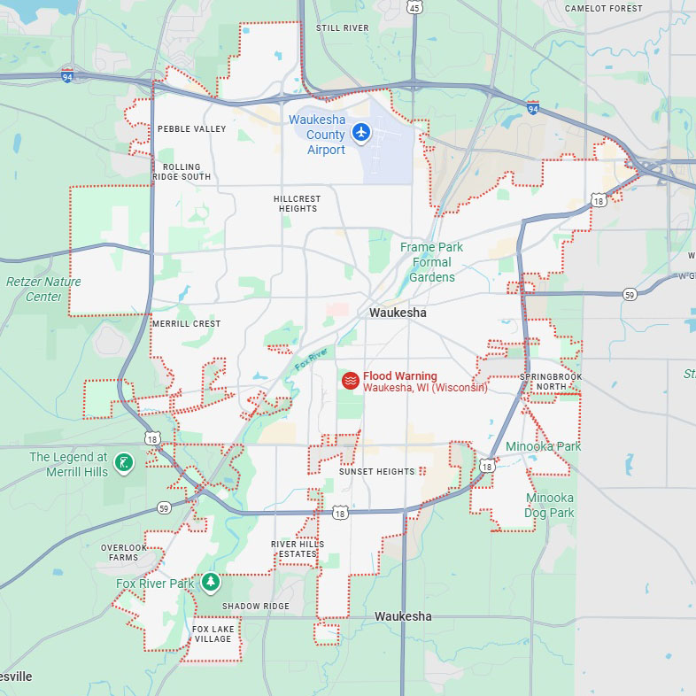 Professional Pool Repair & Leak Detection Services Near Waukesha WI Sonoran Pool Services service area map for Waukesha, WI